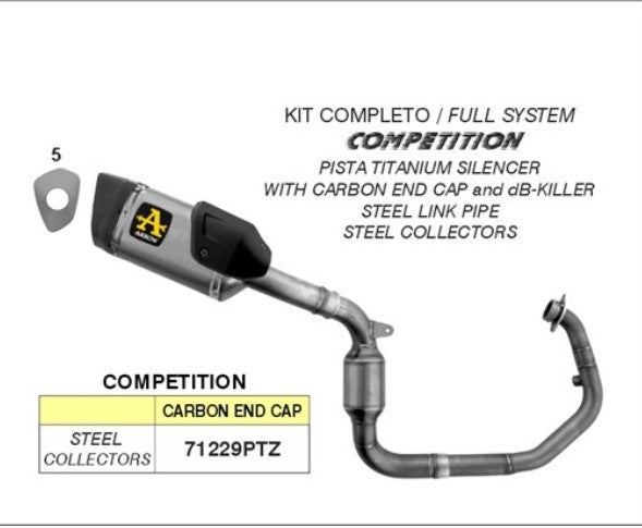 Arrow Competition full exhaust system stainless steel titanium carbon KTM RC 390 2022–2025 71229PTZ