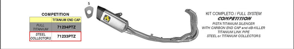 Arrow Competition full exhaust system stainless steel titanium Kawasaki ZX-4RR 71233PTZ