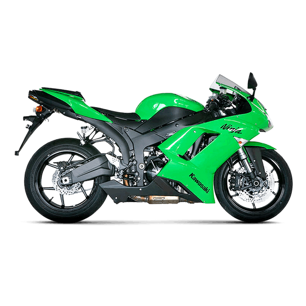 Akrapovic Slip-On Line titanium silencer with carbon end cap on Kawasaki ZX-6R 2007-2008