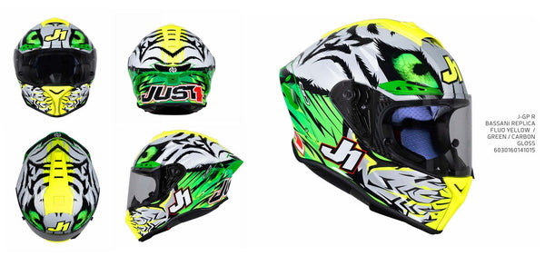 Just1 J-GPR helmet Axel Bassani Replica 2024 gloss carbon fibre livery