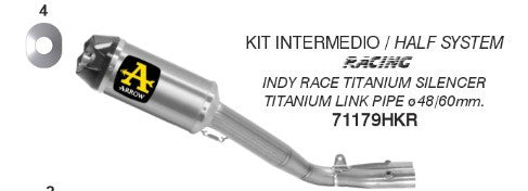 Arrow Indy Race titanium slip-on silencer with carbon end cap for Yamaha YZF-R1/M 2017-2026 – 71179HKR