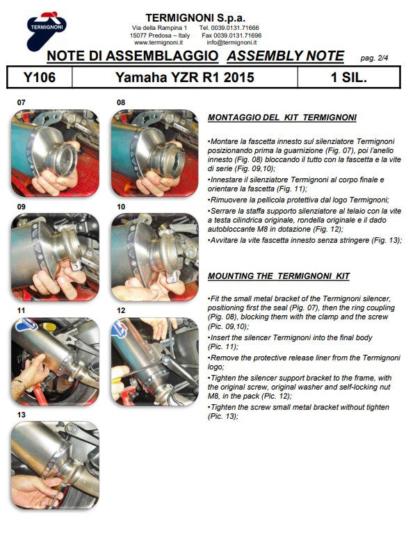 Termignoni Y106080CFT carbon slip-on silencer for Yamaha YZF-R1/M 2015-2026