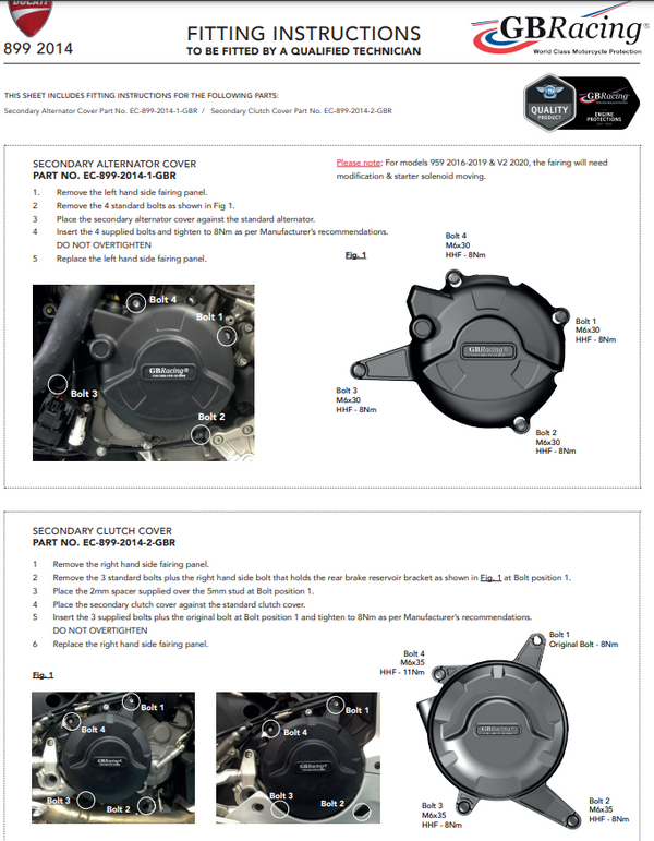 GBRacing clutch cover protector for Ducati Panigale 899 2013–2016