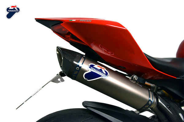 Termignoni Force underseat full exhaust system for Ducati Panigale 1199/R/S, titanium silencer with carbon end cap