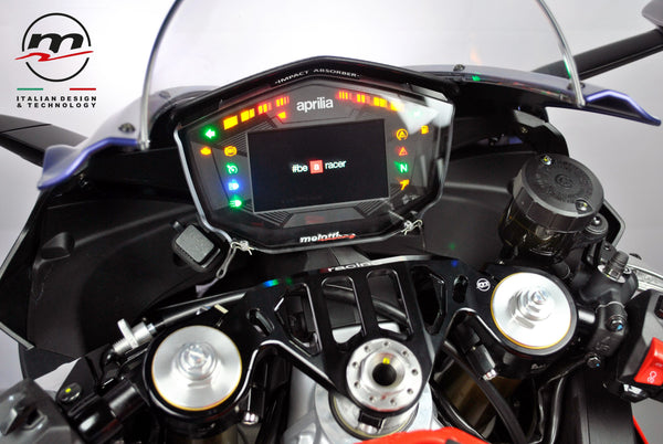 Melotti Racing black anodised dashboard protection for Aprilia RS 660, part DC.AP.7211