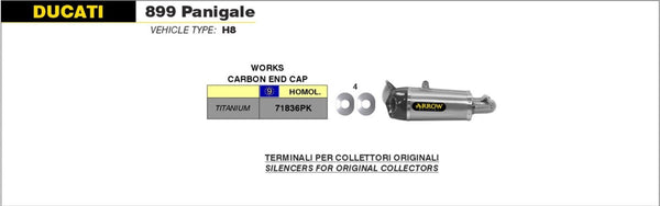 Arrow 71836PK titanium slip-on silencer with carbon end cap for Ducati Panigale 899