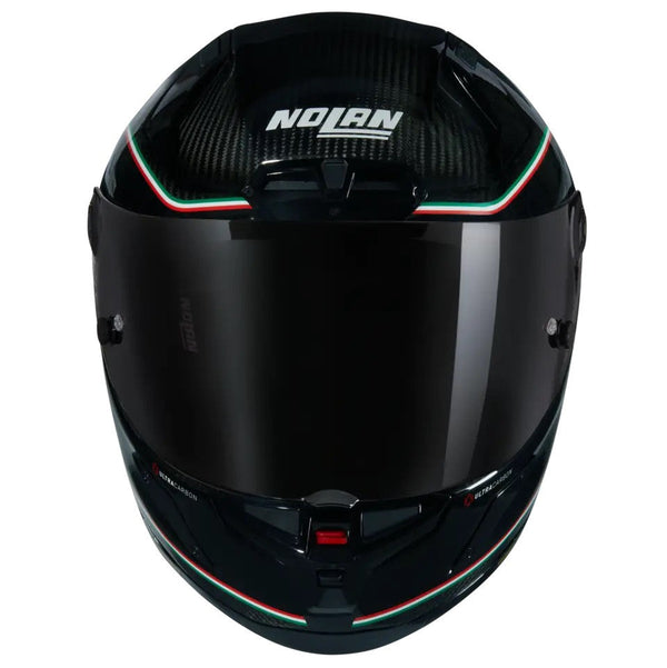 Nolan X-804 RS Ultra Carbon full-face helmet in Asso di Picche 341 gloss black and red livery