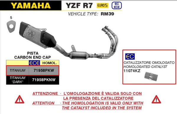 Arrow Pista stainless steel full exhaust system with titanium silencer and carbon end cap for Yamaha YZF-R7