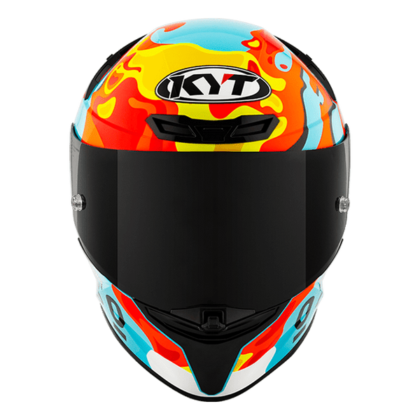 KYT TT-Revo full-face helmet in Leopard Replica Aragon turquoise and black livery