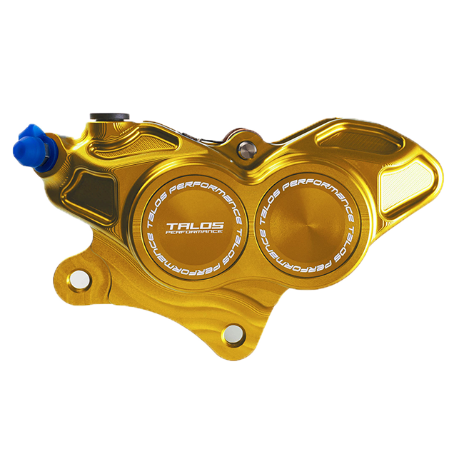 Talos V30 CNC monoblock front brake caliper in gold anodised finish for Vespa GTS 300