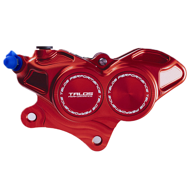 Talos V30.RD CNC monoblock front brake caliper in red anodised finish for Vespa GTS 300