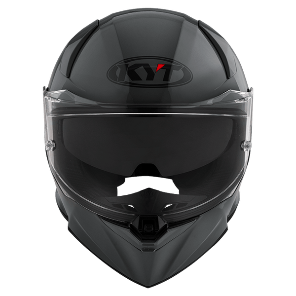 KYT R2R full-face helmet in plain grey, front three-quarter view