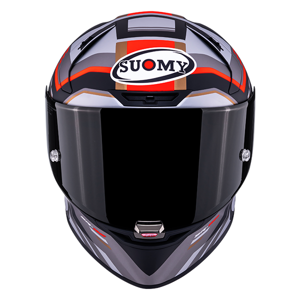 Suomy SR-GP Evo full-face racing helmet in Infrared matte grey, red and black