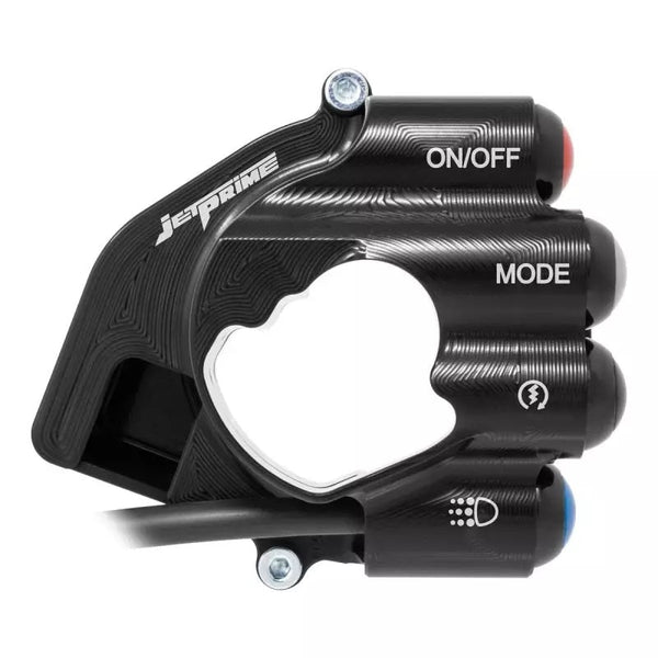 JetPrime race throttle housing with handlebar switch for BMW M1000RR K66 in CNC machined 7075 aluminium