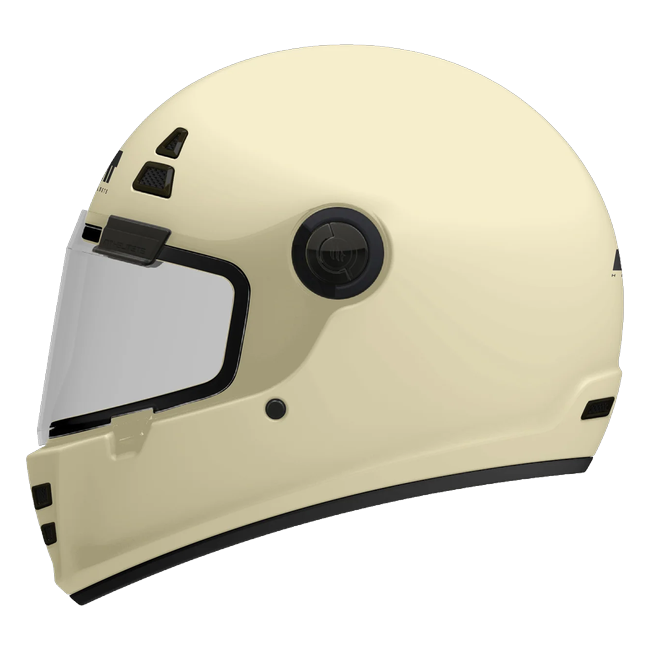 MT-Helmets Jarama SV Pure A3 retro full-face helmet in gloss cream white — side view