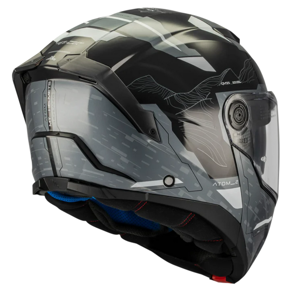 MT-Helmets Atom 2 SV Highlands C2 Flip-Up Helmet – Gloss – rear three-quarter view