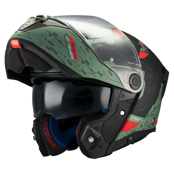 MT-Helmets Atom 2 SV Highlands C6 Flip-Up Helmet – Matt – front three-quarter view