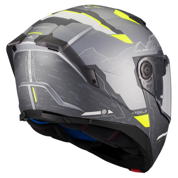 MT-Helmets Atom 2 SV Highlands E2 Flip-Up Helmet – Matt – rear three-quarter view