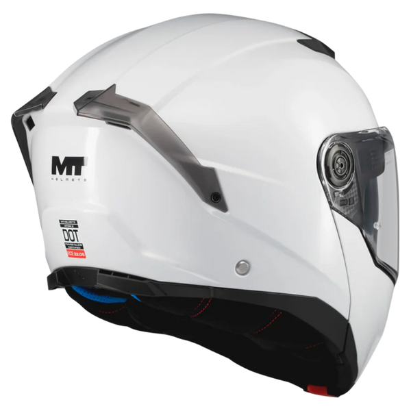 MT-Helmets Atom 2 SV Pure A0 Flip-Up Helmet – Gloss White – rear three-quarter view