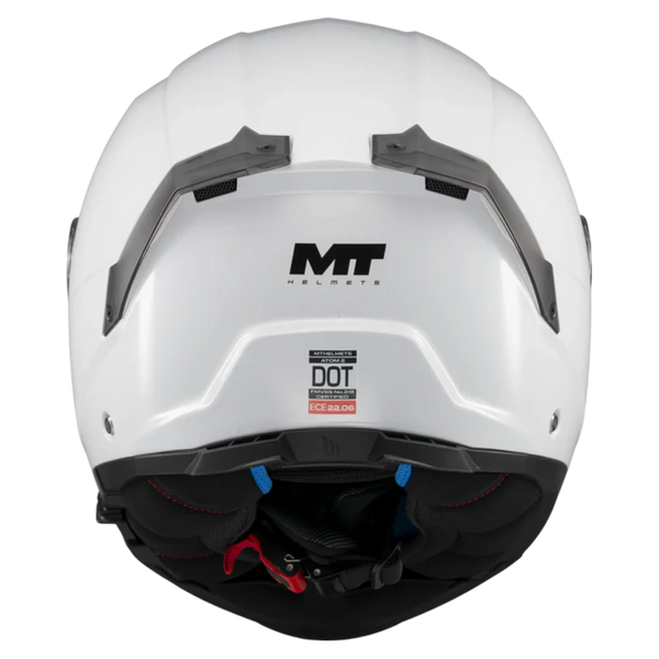 MT-Helmets Atom 2 SV Pure A0 Flip-Up Helmet – Gloss White – rear view