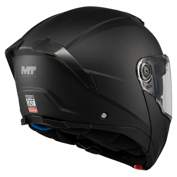MT-Helmets Atom 2 SV Pure A1 Flip-Up Helmet – Matt Black – rear three-quarter view