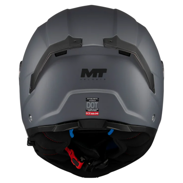 MT-Helmets Atom 2 SV Pure A2 Flip-Up Helmet – Matt Grey – rear view