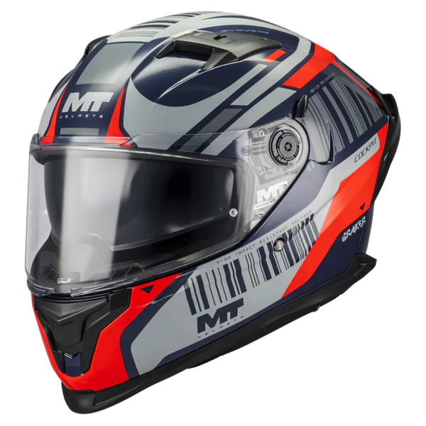 MT-Helmets Braker SV Cockpit C5 Full-Face Helmet – Gloss – front three-quarter view