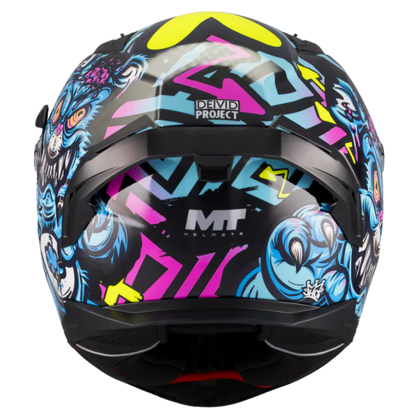 MT-Helmets Braker SV Crazy Teddy B7 Full-Face Helmet – Gloss – rear view