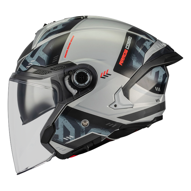 MT-Helmets Cosmo SV Arrow C2 Jet Helmet – Gloss Grey – left side view
