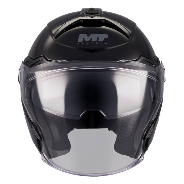 MT-Helmets Cosmo SV Pure A1 Jet Helmet – Gloss Black – front view