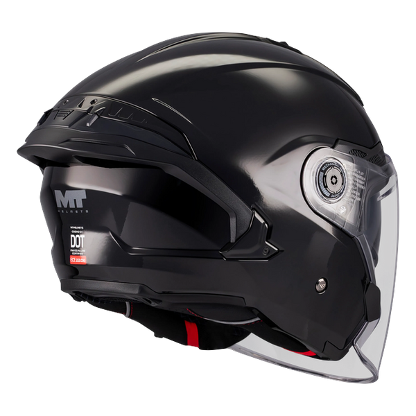 MT-Helmets Cosmo SV Pure A1 Jet Helmet – Gloss Black – rear three-quarter view