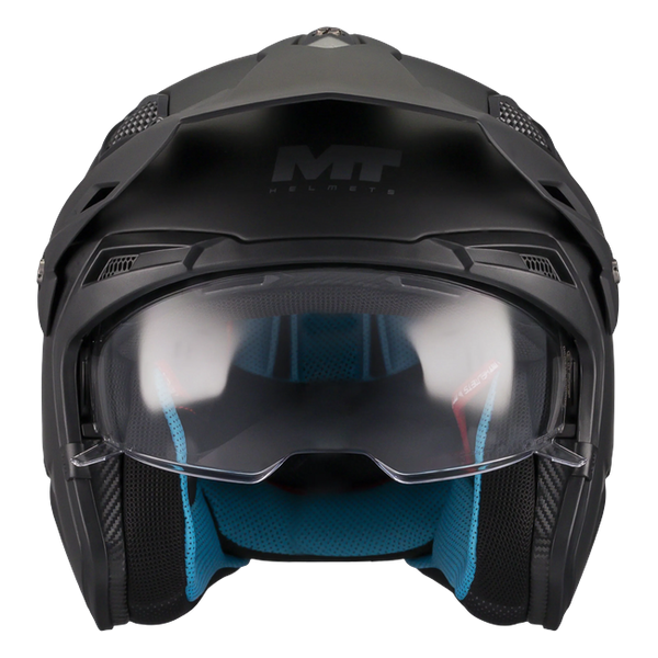 MT-Helmets District SV S Pure A1 Trail Helmet – Matt Black – front three-quarter view