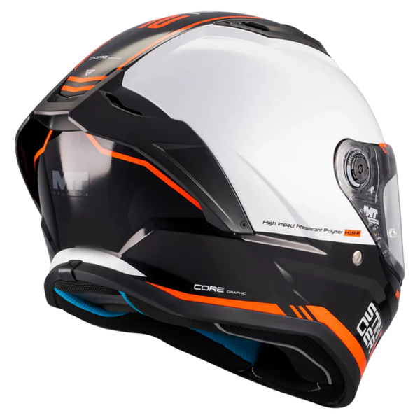 MT-Helmets Stinger 2 Core B0 Full-Face Helmet – Gloss – rear three-quarter view