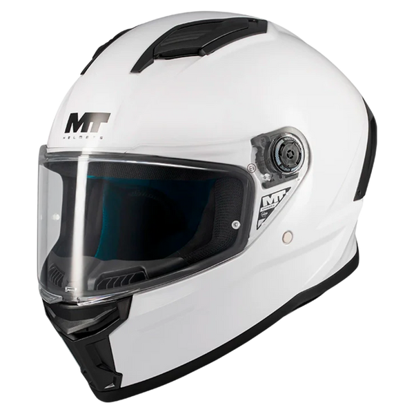 MT-Helmets Stinger 2 Pure A0 Full-Face Helmet – Gloss White Pearl – front three-quarter view
