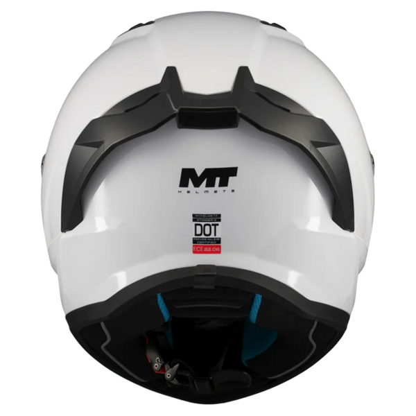 MT-Helmets Stinger 2 Pure A0 Full-Face Helmet – Gloss White Pearl – rear view