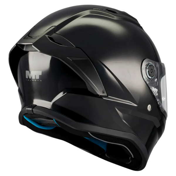 MT-Helmets Stinger 2 Pure A1 Full-Face Helmet – Gloss Black – rear three-quarter view