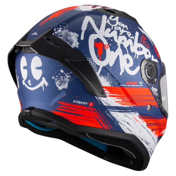 MT-Helmets Stinger 2 Rocket C17 Full-Face Helmet – Matt – rear three-quarter view