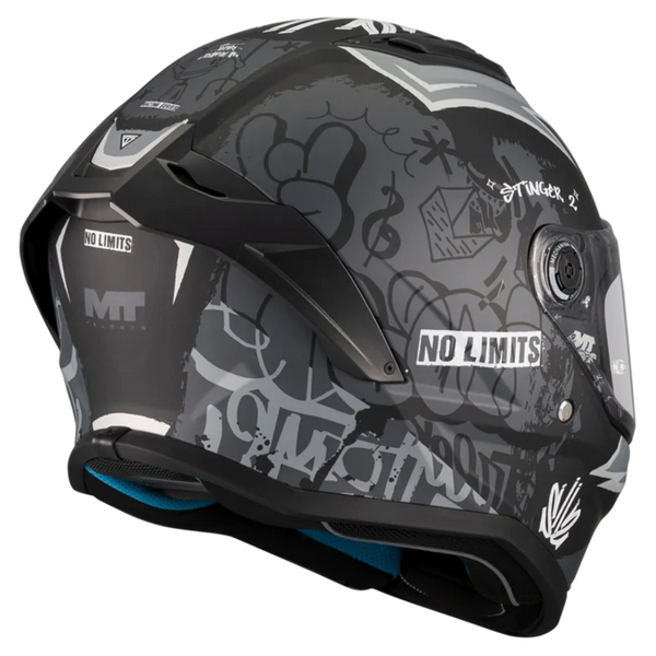 MT-Helmets Stinger 2 Tagger B2 Full-Face Helmet – Matt – rear three-quarter view