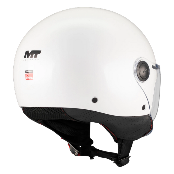MT-Helmets Street S Pure A0 Jet Helmet – Gloss White – rear three-quarter view