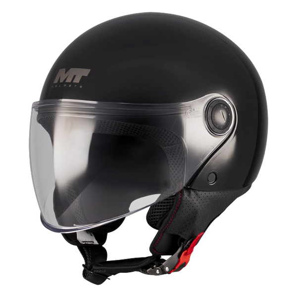MT-Helmets Street S Pure A1 Jet Helmet – Gloss Black – front three-quarter view