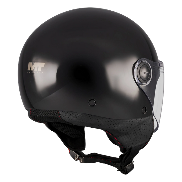MT-Helmets Street S Pure A1 Jet Helmet – Gloss Black – rear three-quarter view
