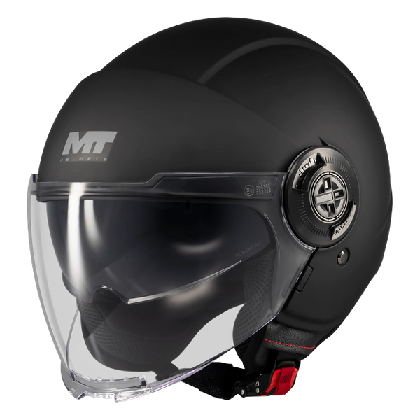 MT-Helmets Viale SV S Pure A1 Jet Helmet – Matt Black – front three-quarter view