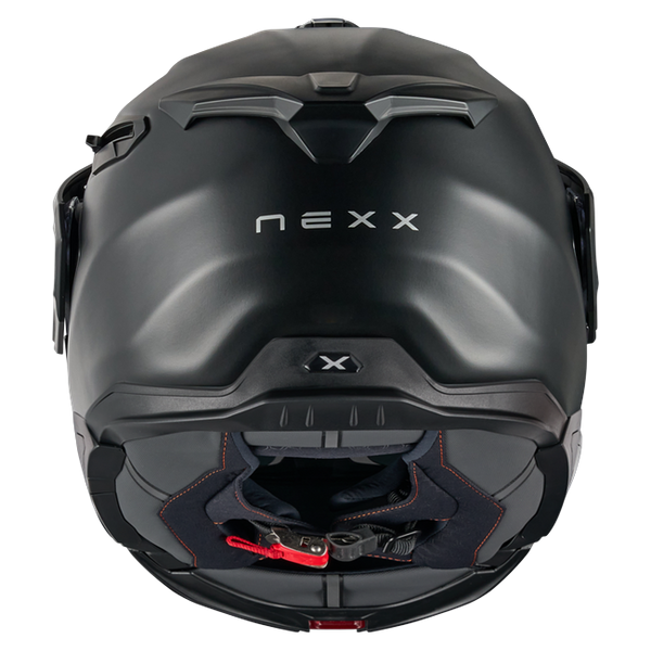 Nexx X.LIFECOUNTRY Plain Black Adventure Flip-Up Helmet – rear view