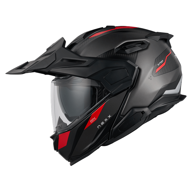 Nexx X.LIFECOUNTRY Terra Grey Red Adventure Flip-Up Helmet – side view