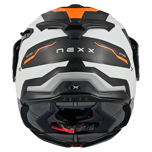 Nexx X.LIFECOUNTRY Terra White Orange Adventure Flip-Up Helmet – rear view
