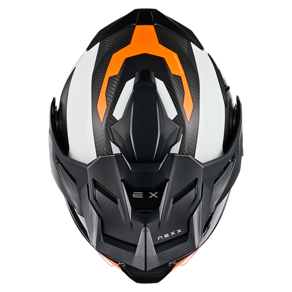 Nexx X.LIFECOUNTRY Terra White Orange Adventure Flip-Up Helmet – top view