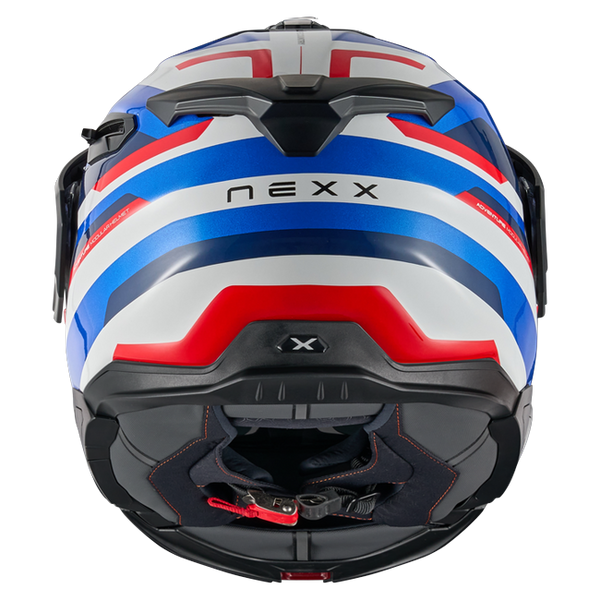 Nexx X.LIFECOUNTRY Westbound Blue Red Adventure Flip-Up Helmet – rear view