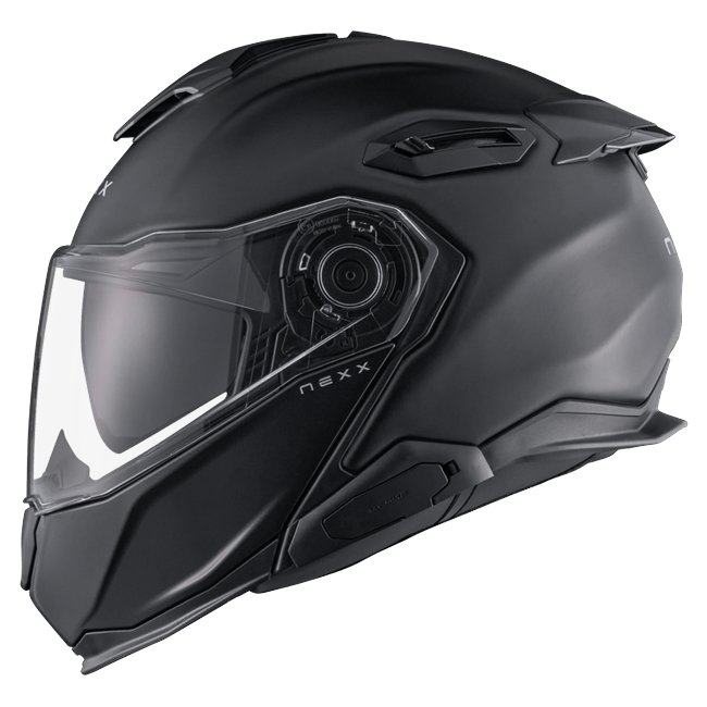 Nexx X.LIFETOUR Plain Black Touring Flip-Up Helmet – side view