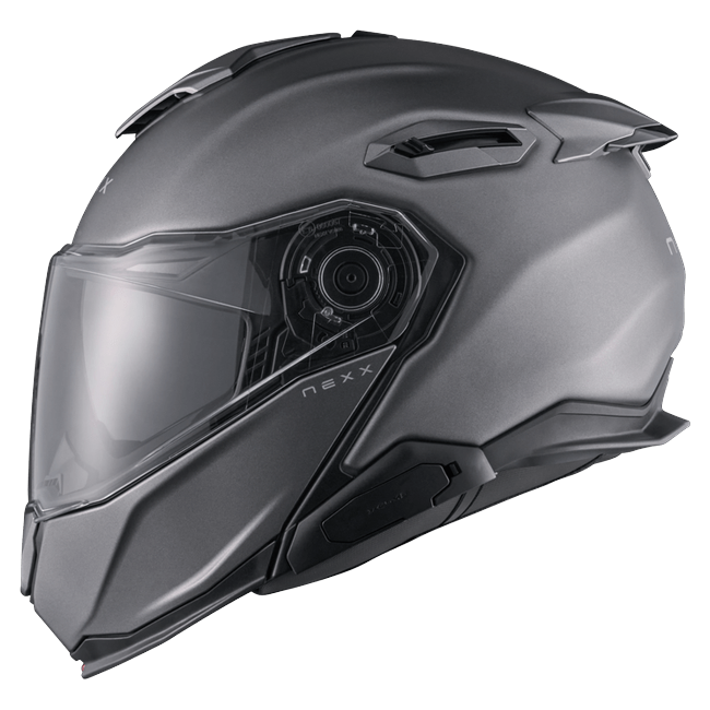 Nexx X.LIFETOUR Plain Titanium Touring Flip-Up Helmet – side view