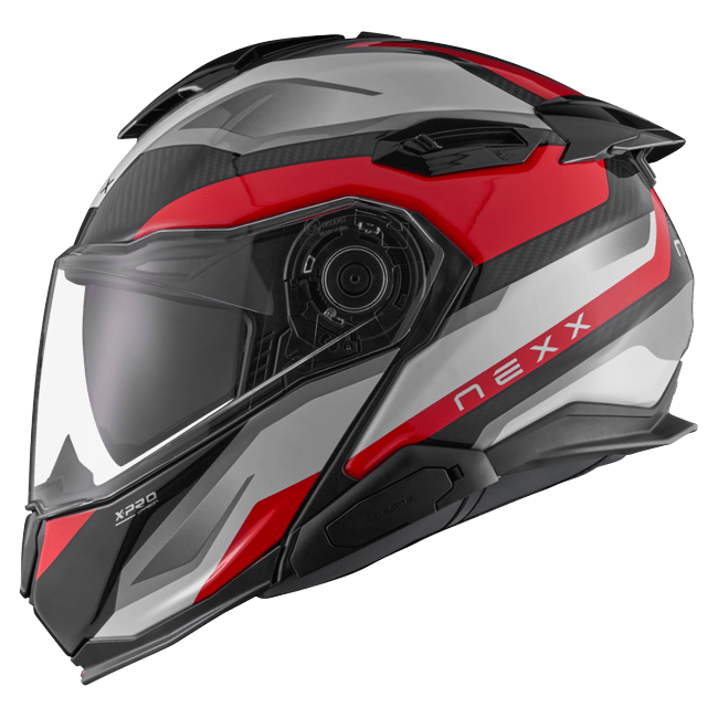 Nexx X.LIFETOUR Pro Mile White Red Touring Flip-Up Helmet – side view